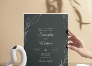 (Free Editable PDF) Greenery Lace Wedding Invitation Templates