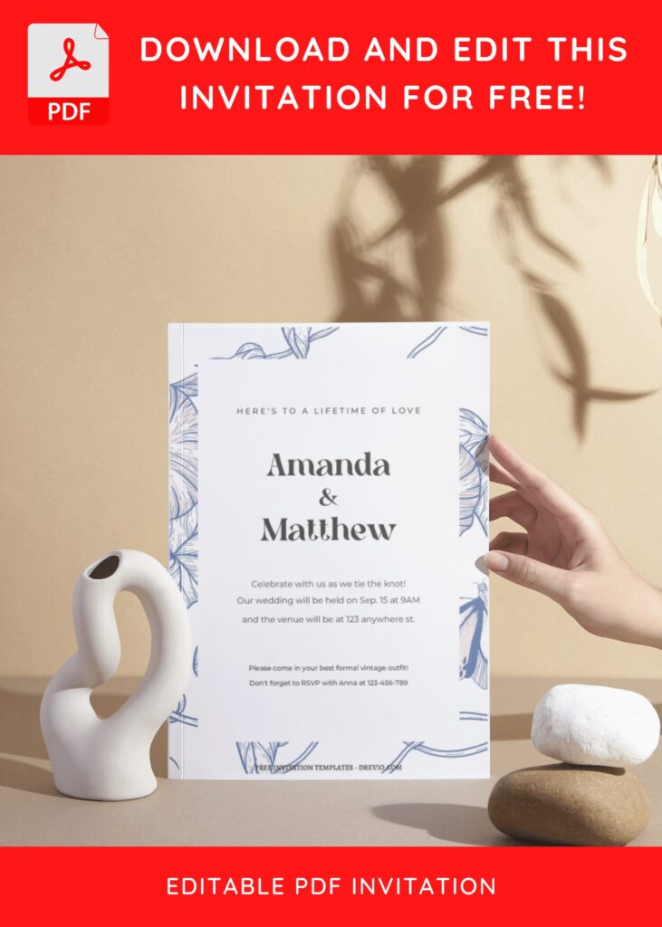 Invitation Template of (Free Editable PDF) Soft Blue Floral Wedding Invitation Templates 9