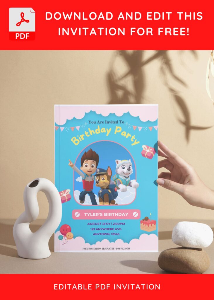 (Free Editable PDF) Fun & Sweet PAW Patrol Birthday Invitation Templates I