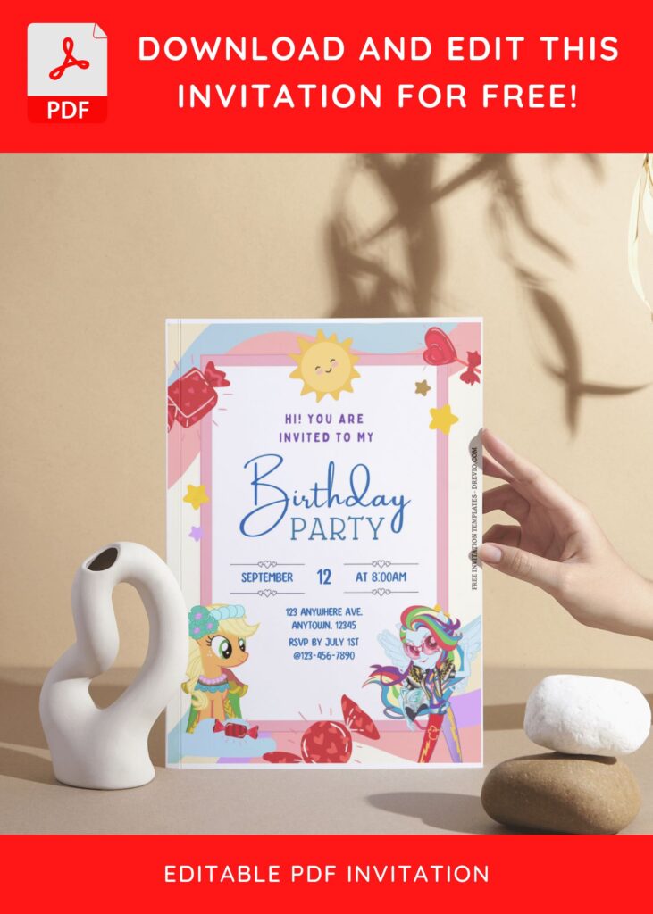 (Free Editable PDF) Delightful My Little Pony Candyland Birthday Invitation Templates I