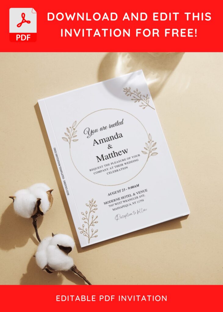 Invitation Template of (Free Editable PDF) Minimalist Wedding Invitation Templates 8