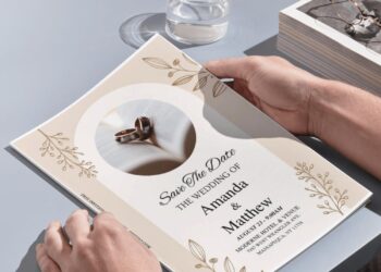 (Free Editable PDF) Minimalist Foliage Line Art Wedding Invitation Templates