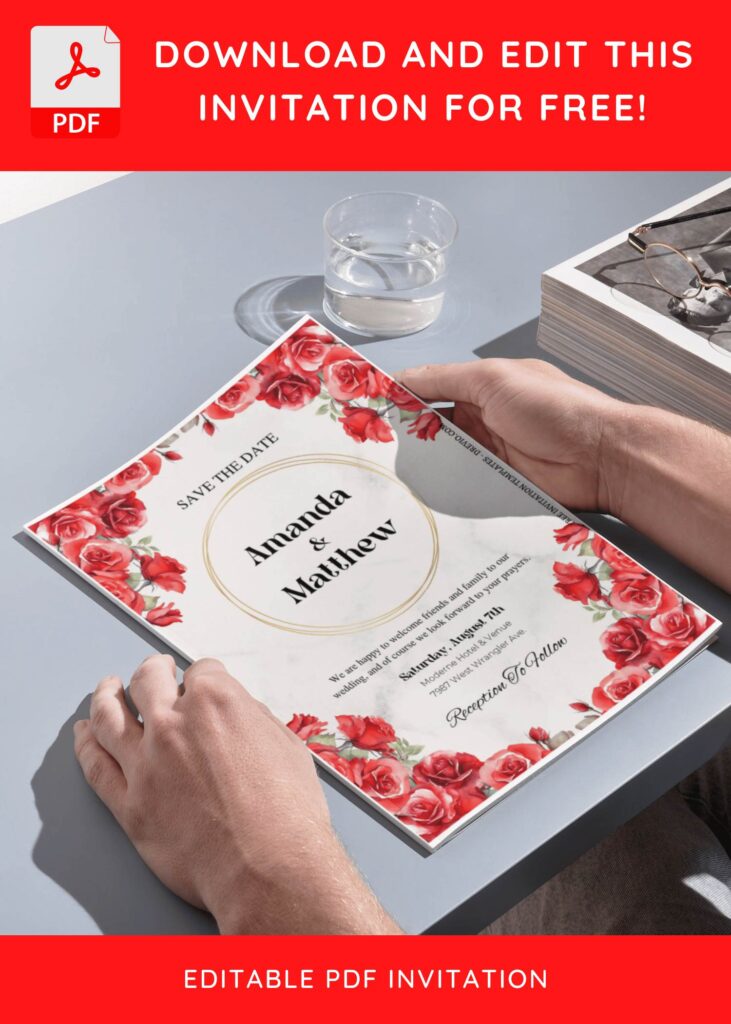 (Free Editable PDF) Awe-inspiring Rose Wedding Invitation Templates D