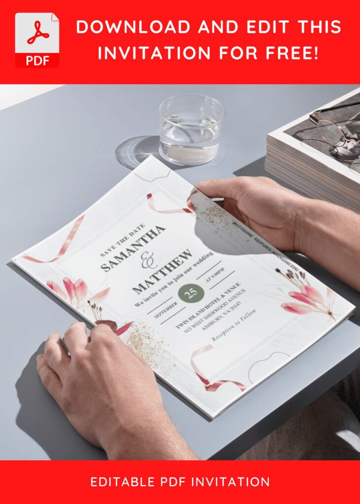 (Free Editable PDF) Eco-Luxe Wedding Invitation Templates H