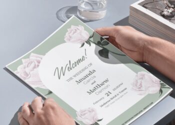 (Free Editable PDF) Modern Minimal Tulip Wedding Invitation Templates