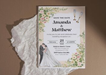(Free Editable PDF) Blossoming Garden Nuptial Wedding Invitation Templates