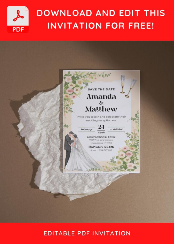 Invitation Template of (Free Editable PDF) Blossoming Garden Nuptial Wedding Invitation Templates 4