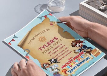 (Free Editable PDF) Set Sail For Fun Mickey Mouse Pirate Birthday Invitation Templates H