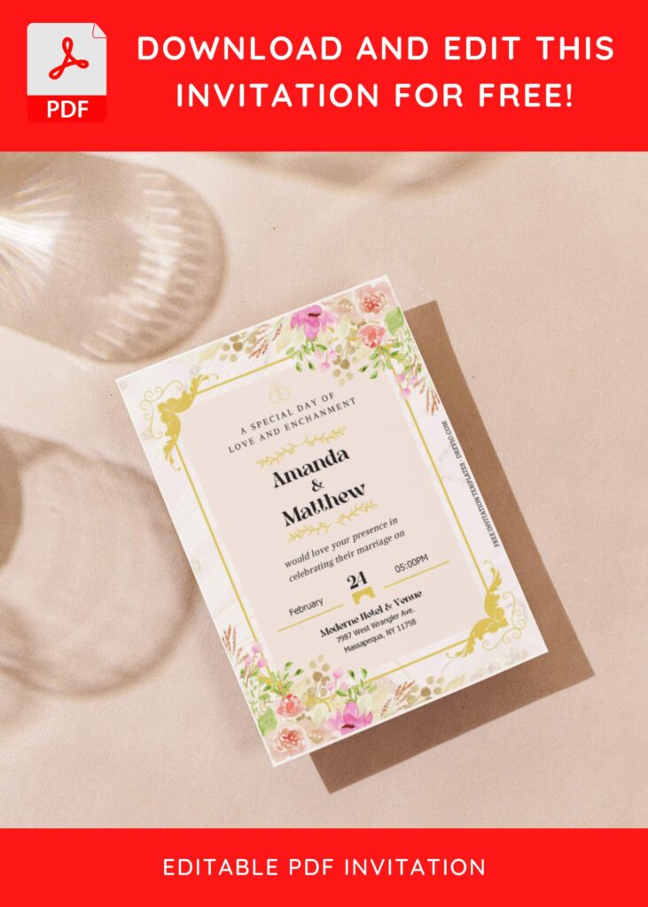 Invitation Template of (Free Editable PDF) Classy Vintage Garden Wedding Invitation Templates 4