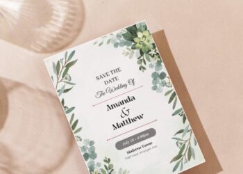 (Free Editable PDF) Greenery And Floral Border Wedding Invitation Templates G