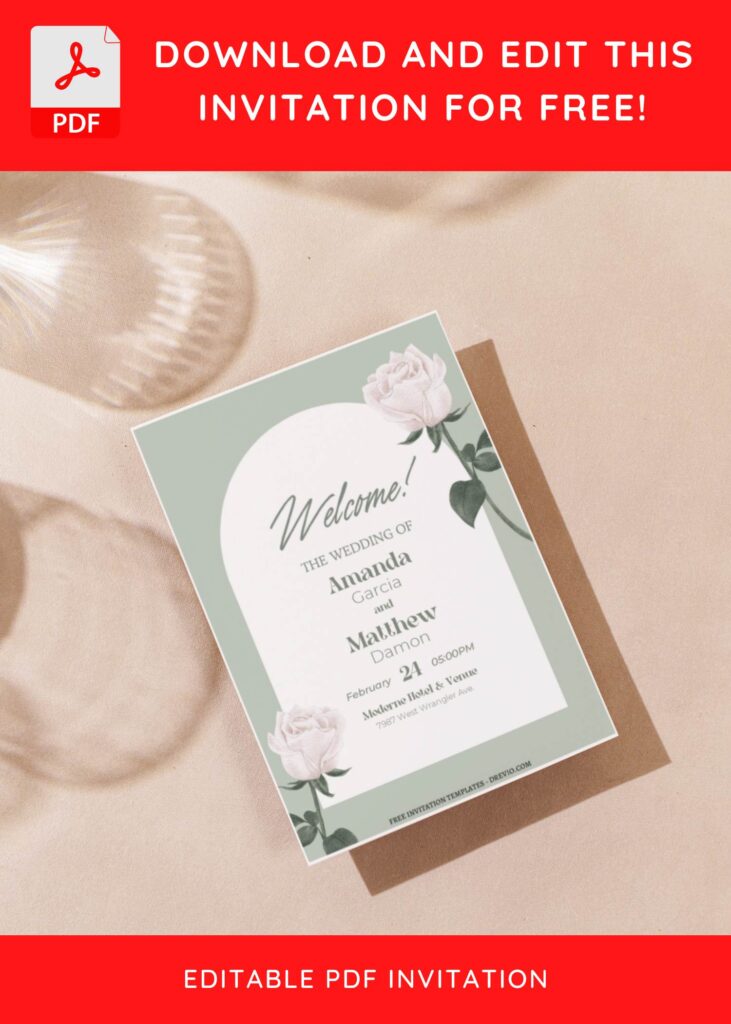 (Free Editable PDF) Modern Minimal Tulip Wedding Invitation Templates G