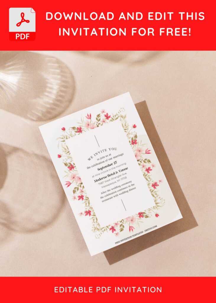 Invitation Template of (Free Editable PDF) Muted Floral Wedding Invitation Templates 4