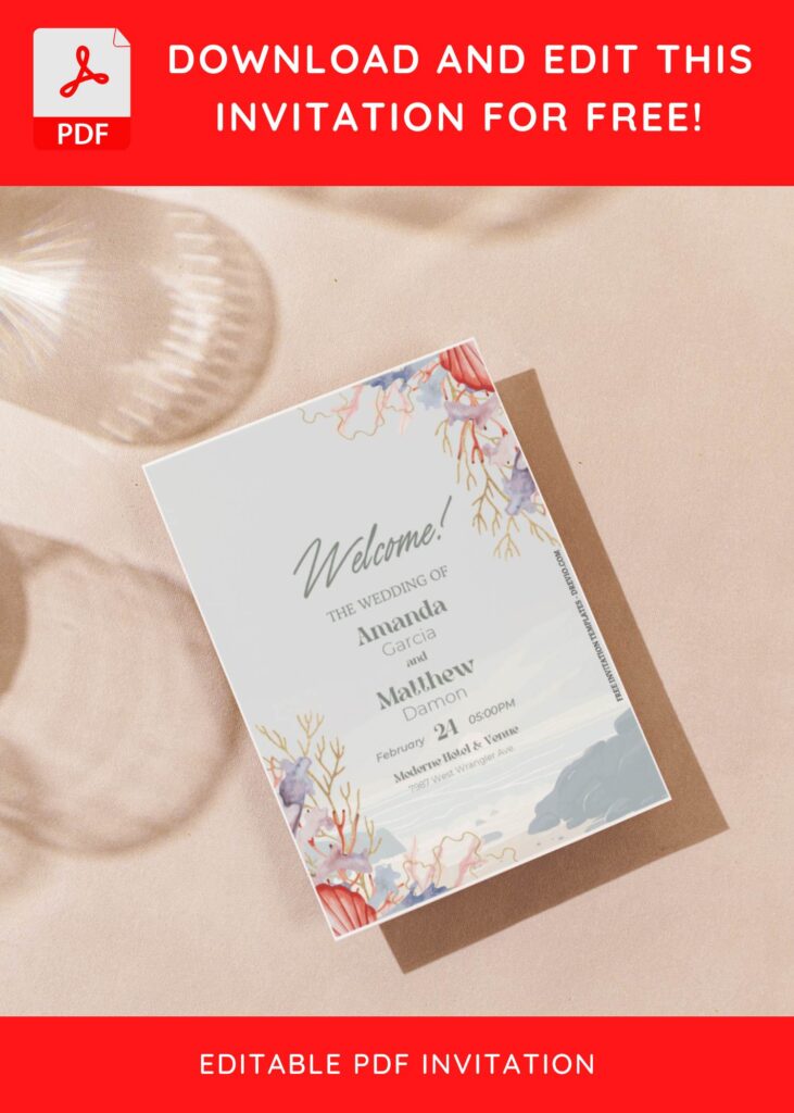 Invitation Template of (Free Editable PDF) Tropical Beige Beach Wedding Invitation Templates 7