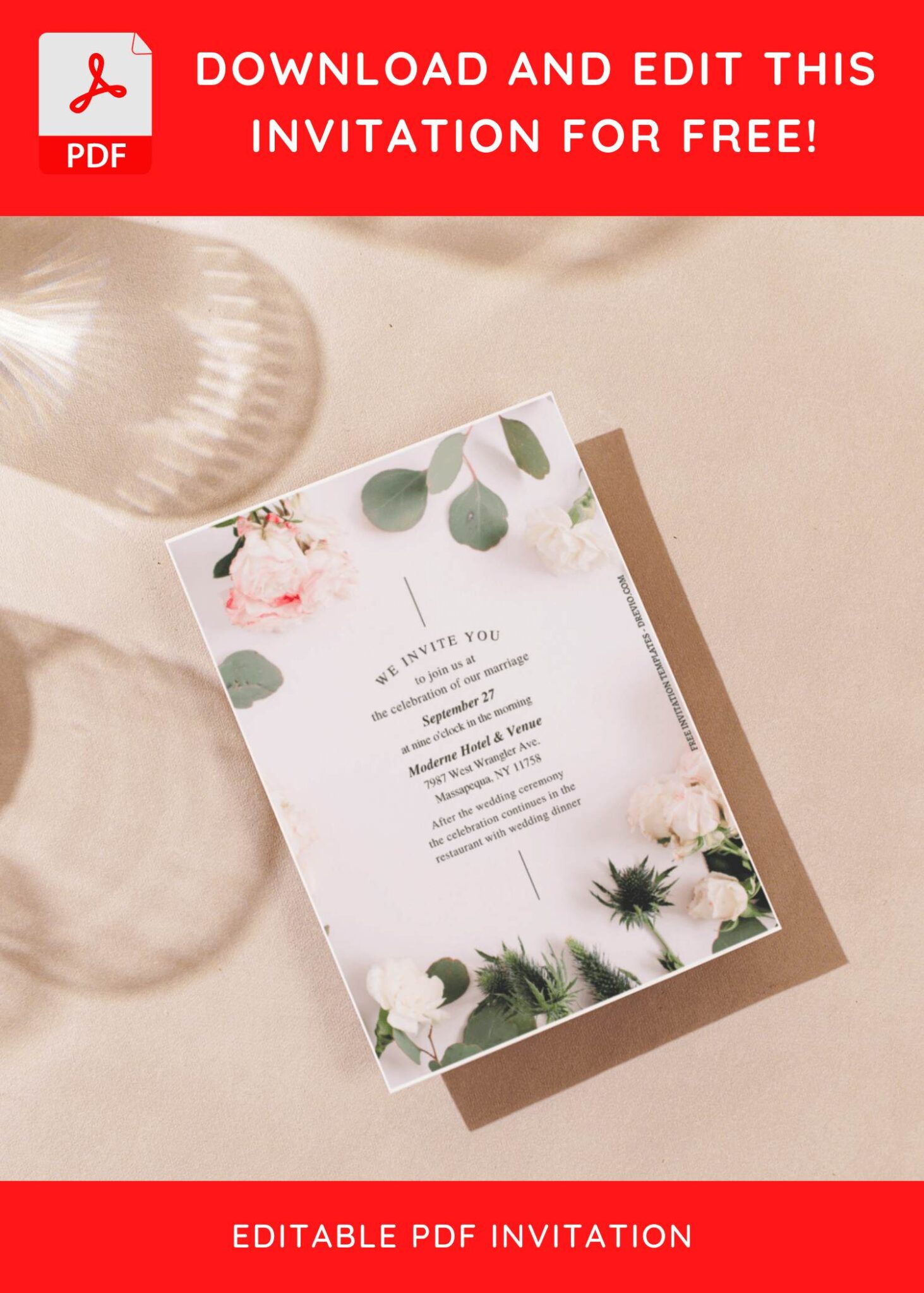 (Free Editable PDF) Spring Inspired Wedding Invitation Templates ...