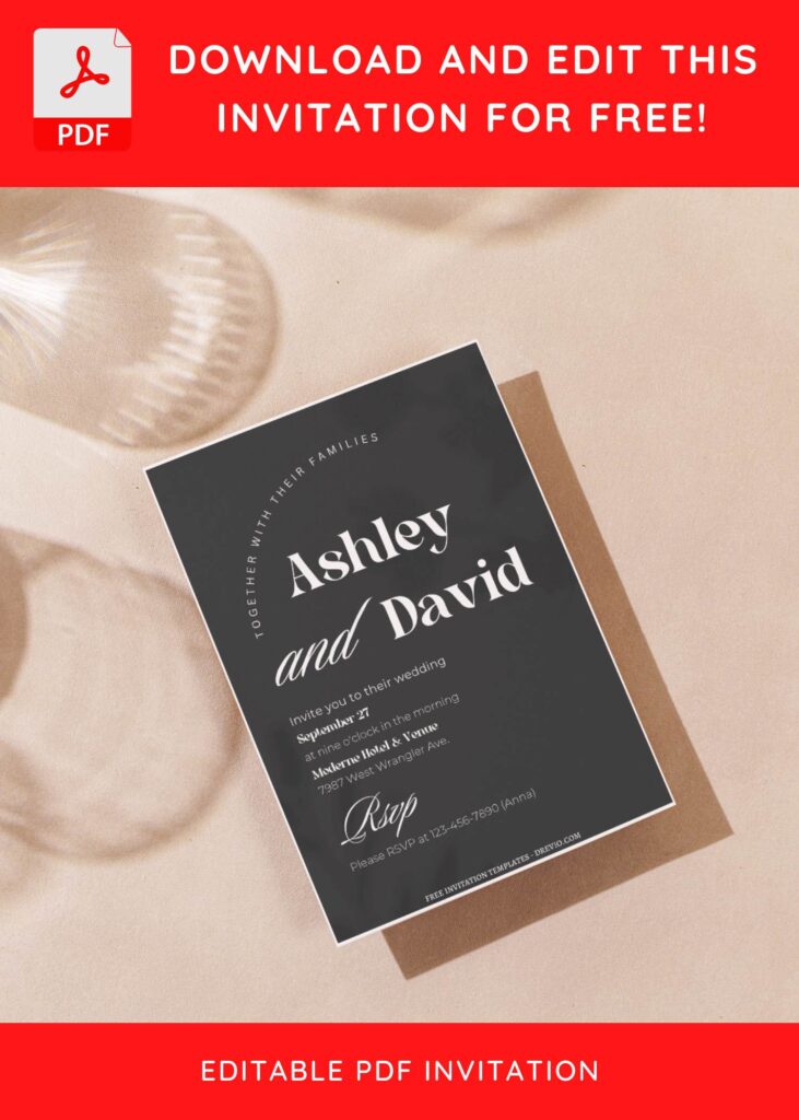 Invitation Template of (Free Editable PDF) Fabulous Typography Wedding Invitation Templates 4