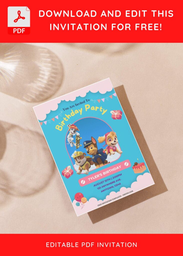 (Free Editable PDF) Fun & Sweet PAW Patrol Birthday Invitation Templates G