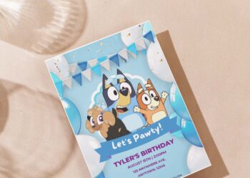 (Free Editable PDF) Bluey's Adventure Birthday Invitation Templates G