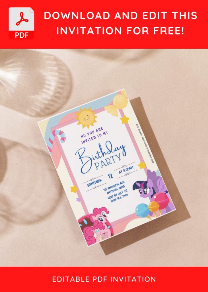 (Free Editable PDF) Delightful My Little Pony Candyland Birthday Invitation Templates G