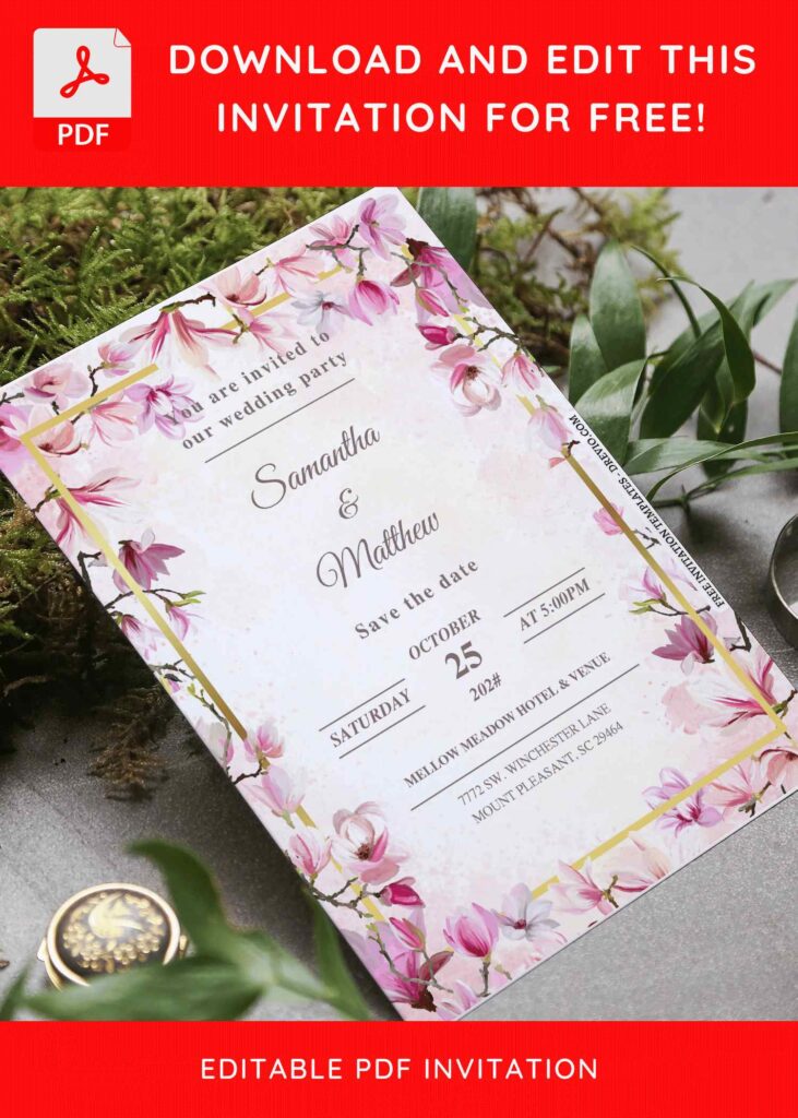 Invitation Template of (Free Editable PDF) Floral Extravaganza Wedding Invitation Templates 3