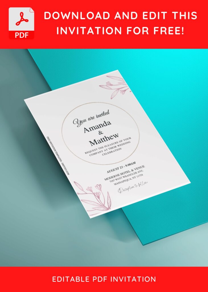 Invitation Template of (Free Editable PDF) Minimalist Wedding Invitation Templates 6