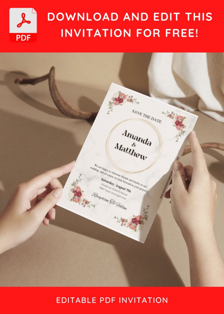 (Free Editable PDF) Awe-inspiring Rose Wedding Invitation Templates with floral border
