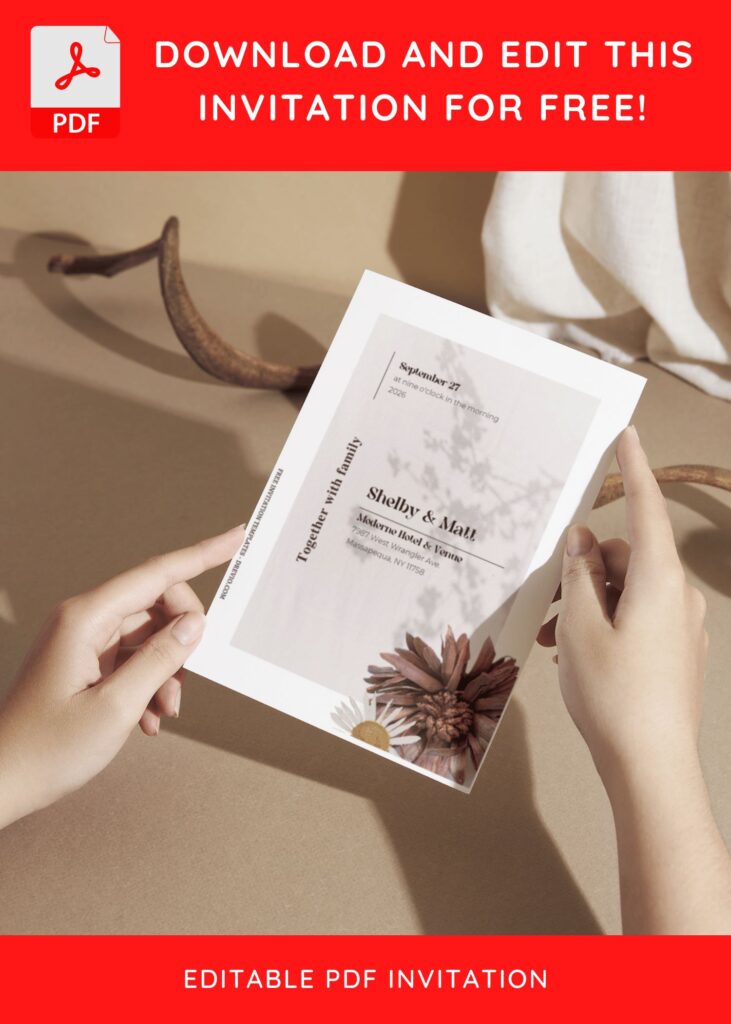 (Free Editable PDF) Painted Floral Wedding Invitation Templates F