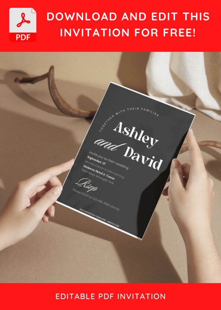 (Free Editable PDF) Fabulous Typography Wedding Invitation Templates F