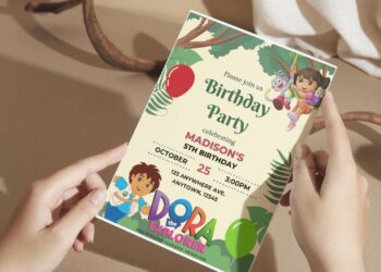 (Free Editable PDF) Join Dora The Explorer In Jungle Birthday Invitation Templates