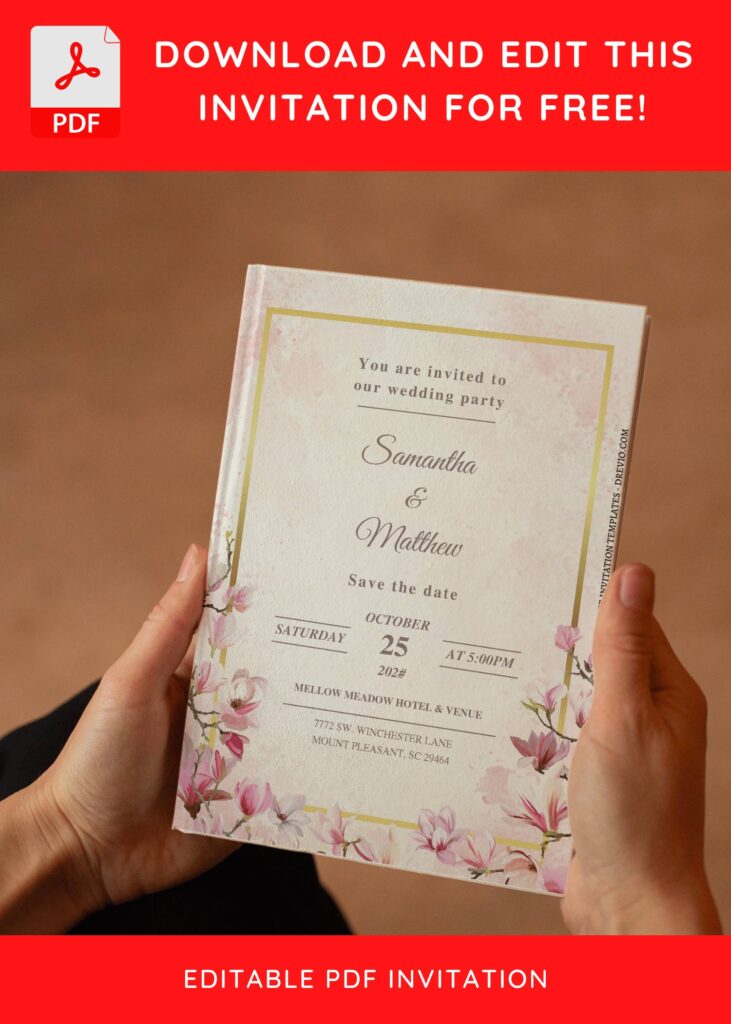 (Free Editable PDF) Floral Extravaganza Wedding Invitation Templates E