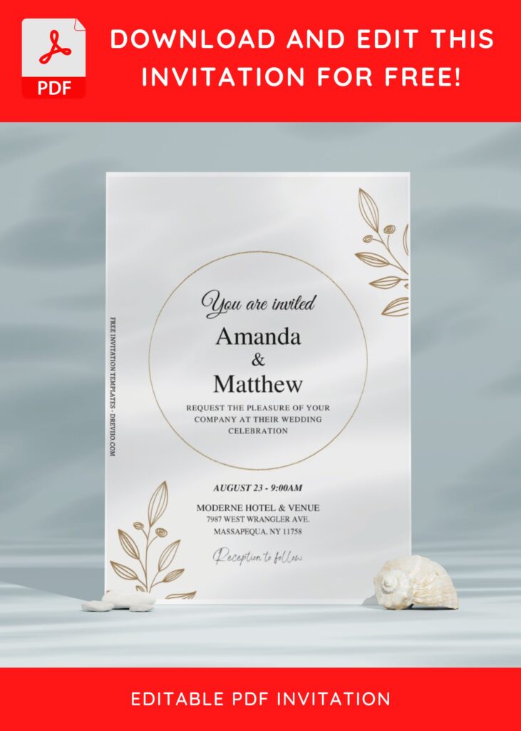 Invitation Template of (Free Editable PDF) Minimalist Wedding Invitation Templates 5