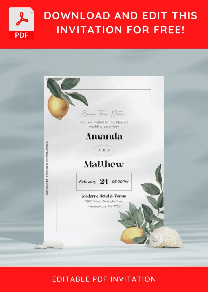 (Free Editable PDF) Botanical Countryside Wedding Invitation Templates E