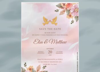 (Free Editable PDF) Gilded Elegance Botanical Wedding Invitation Templates E