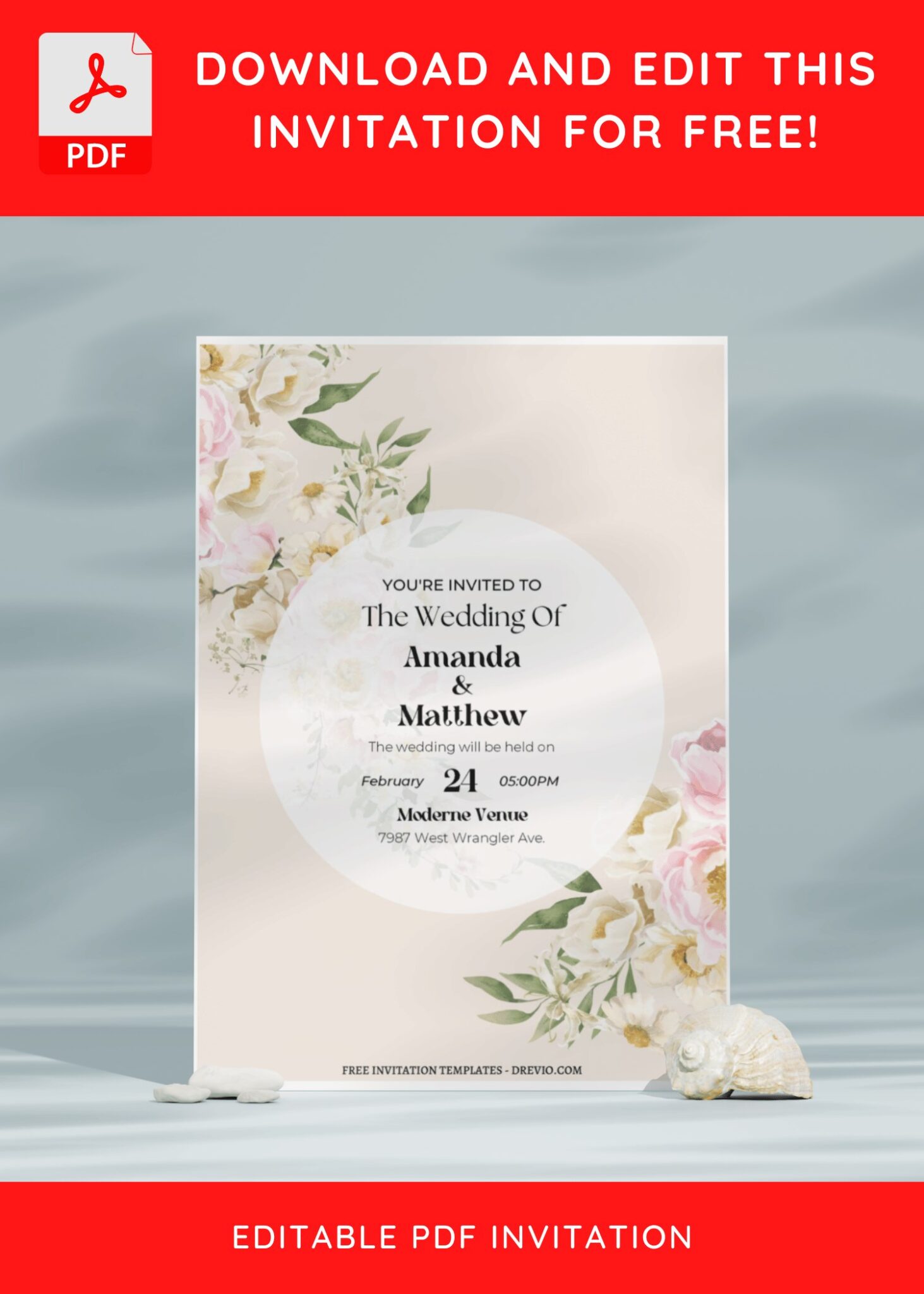 (Free Editable PDF) Whimsical Wreath Wedding Invitation Templates ...