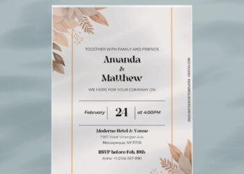 (Free Editable PDF) Modest And Chic Greenery Wedding Invitation Templates F