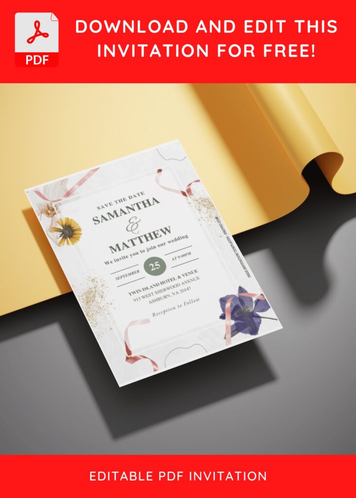 (Free Editable PDF) Eco-Luxe Wedding Invitation Templates with modern elegant typefaces