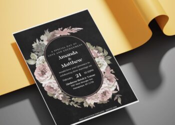 (Free Editable PDF) Exquisite Romantic Winter Wedding Invitation Templates