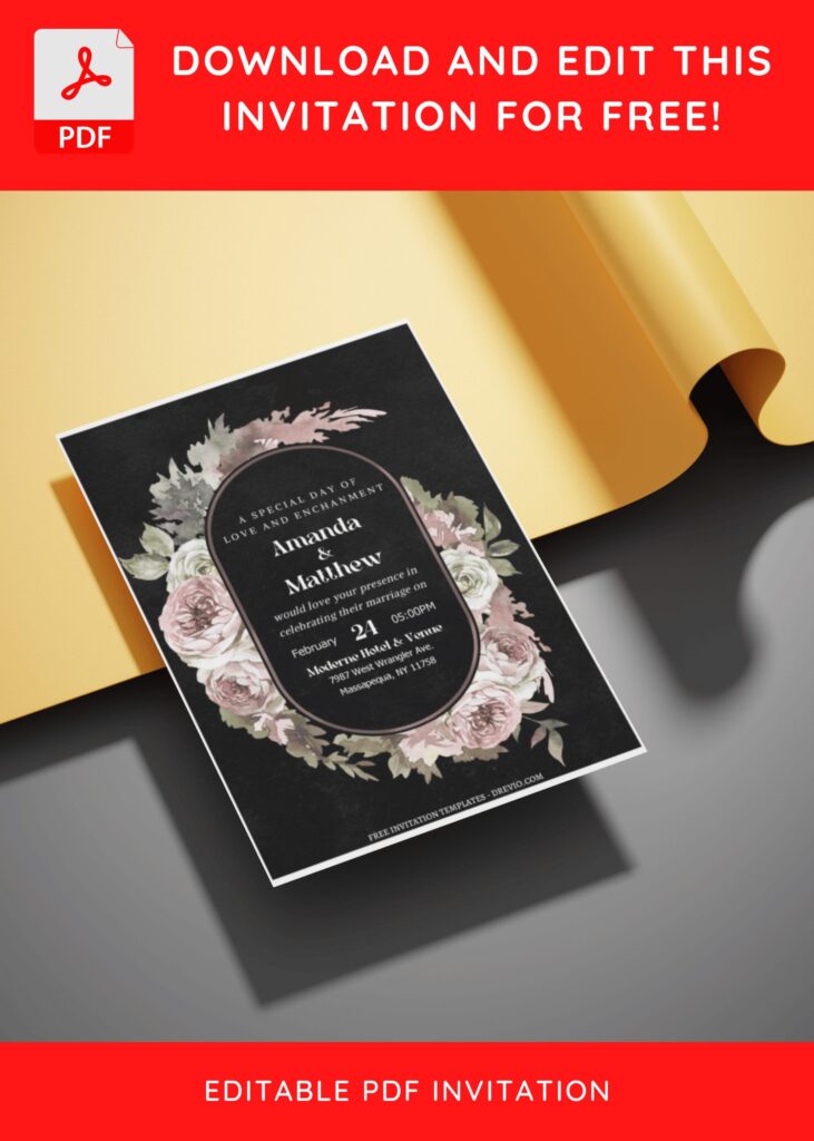 Invitation Template of (Free Editable PDF) Exquisite Romantic Winter Wedding Invitation Templates 3