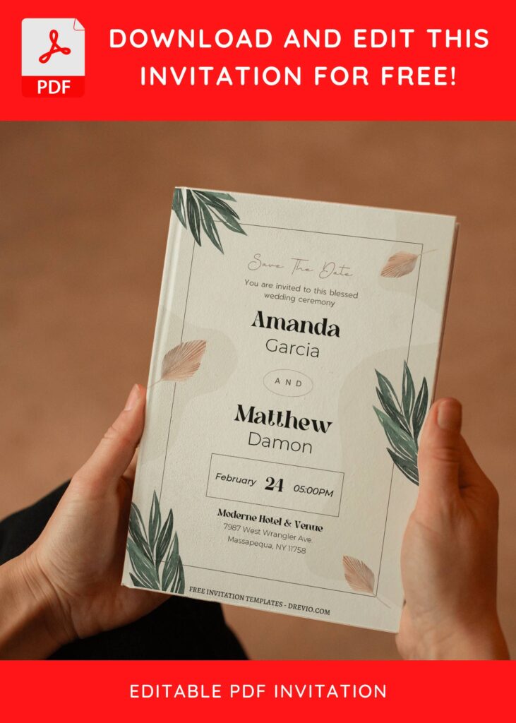 (Free Editable PDF) Minimalist And Chic Bohemian Wedding Invitation Templates I