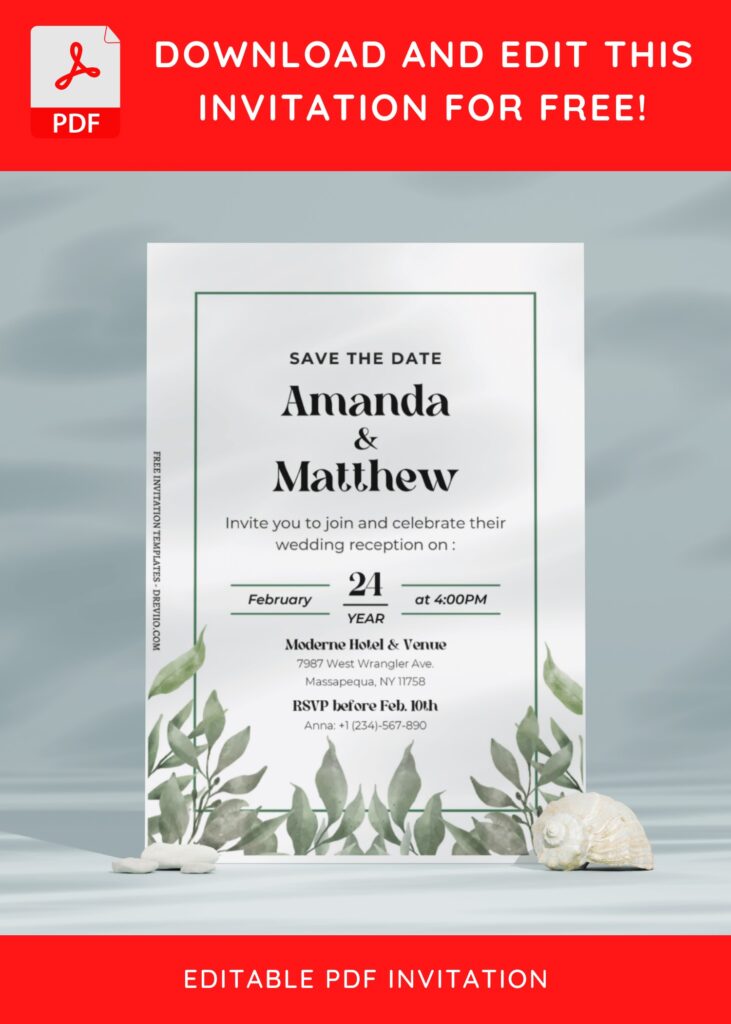 Invitation Template of (Free Editable PDF) Refreshing Botanical Summer Wedding Invitation Templates 6