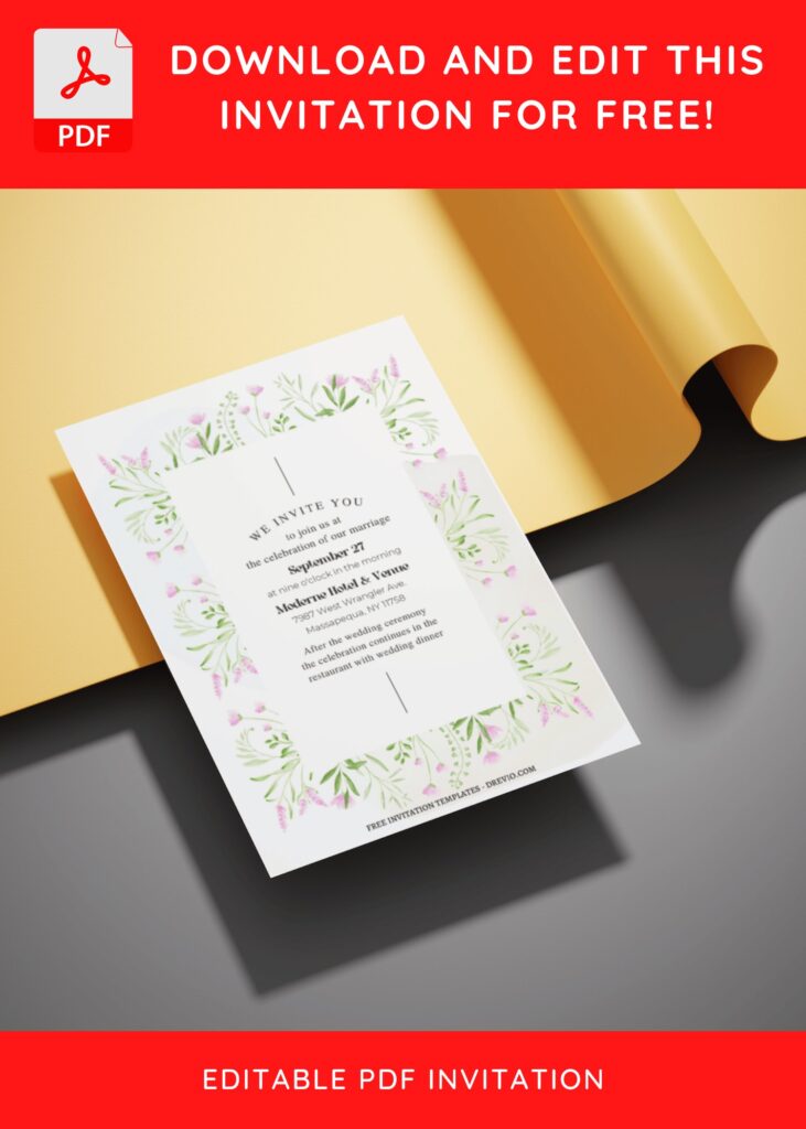 Invitation Template of (Free Editable PDF) Muted Floral Wedding Invitation Templates 3