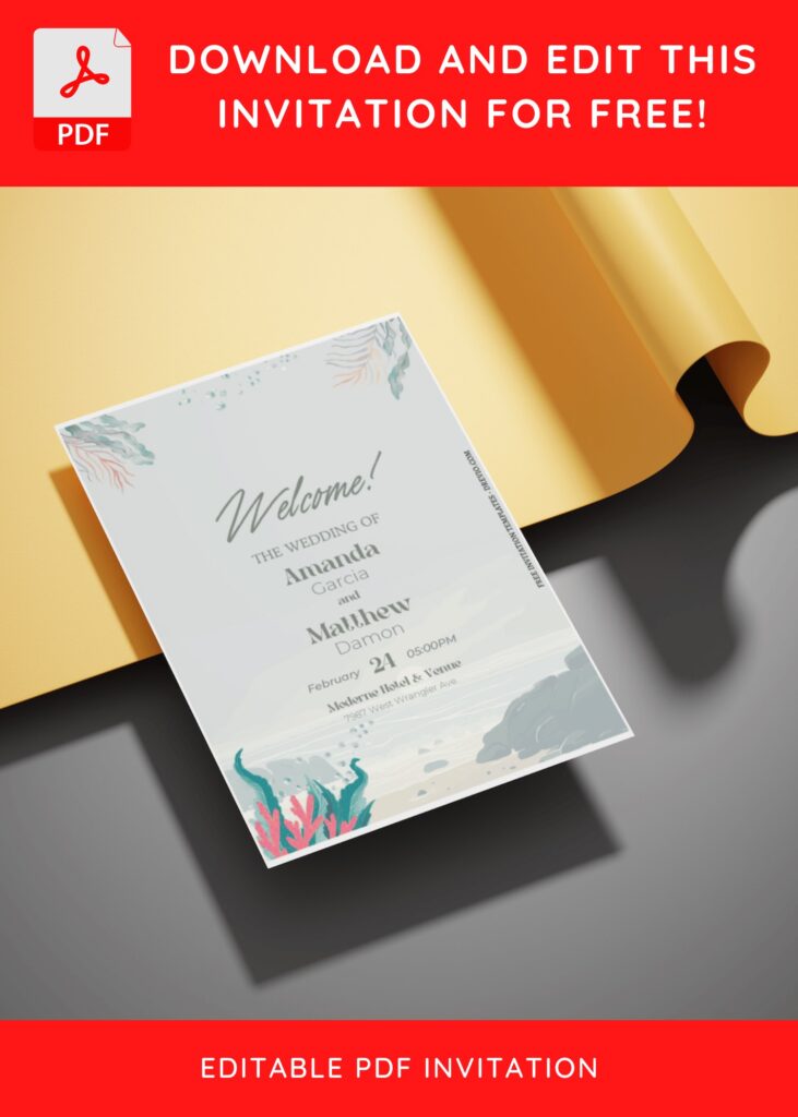 Invitation Template of (Free Editable PDF) Tropical Beige Beach Wedding Invitation Templates 5