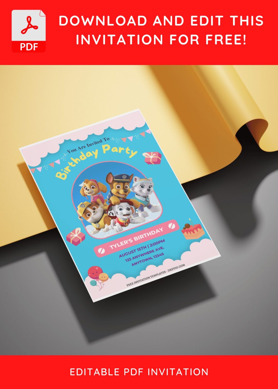 (Free Editable PDF) Fun & Sweet PAW Patrol Birthday Invitation ...