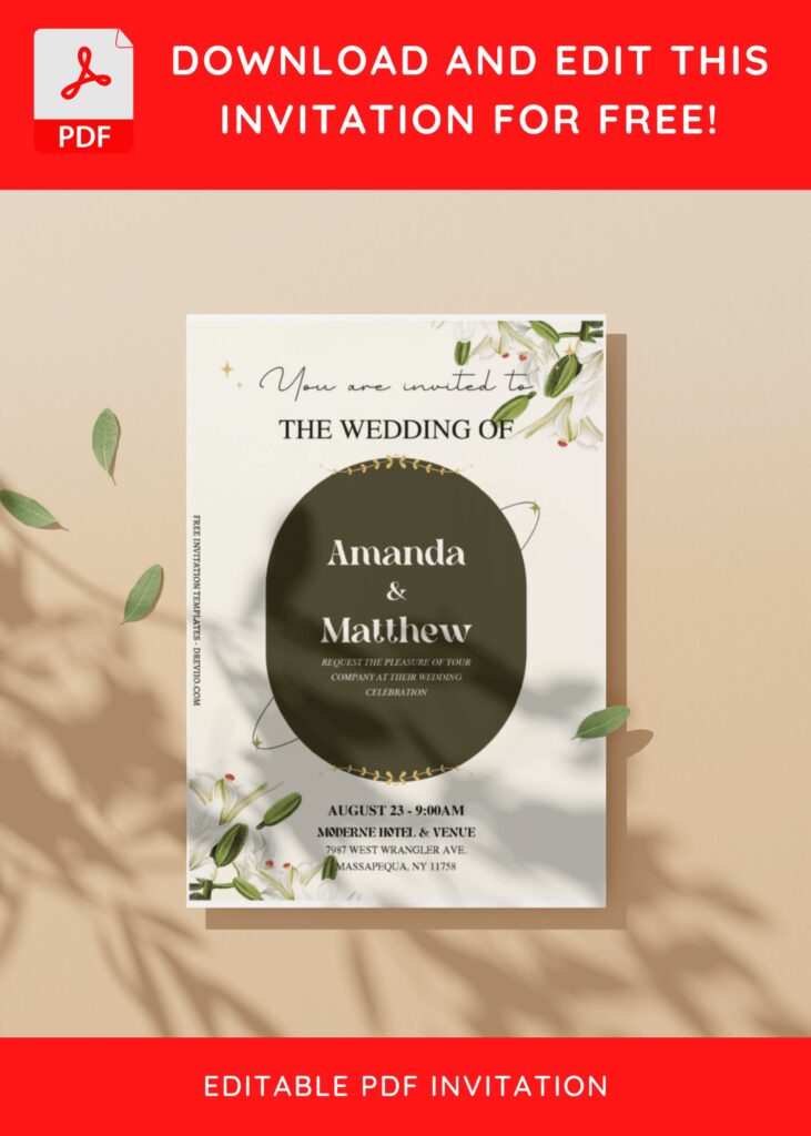 (Free Editable PDF) Stylish And Contemporary Wedding Invitation Templates H