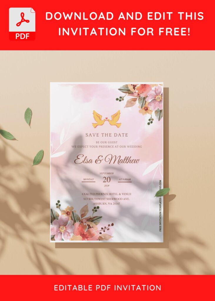 Invitation Template of (Free Editable PDF) Gilded Elegance Botanical Wedding Invitation Templates 2