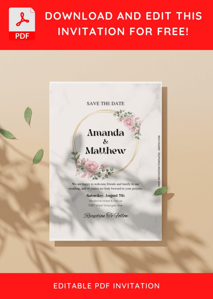 (Free Editable PDF) Awe-inspiring Rose Wedding Invitation Templates with editable text