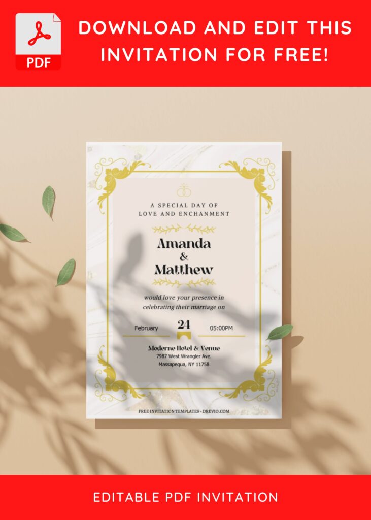 (Free Editable PDF) Classy Vintage Garden Wedding Invitation Templates D