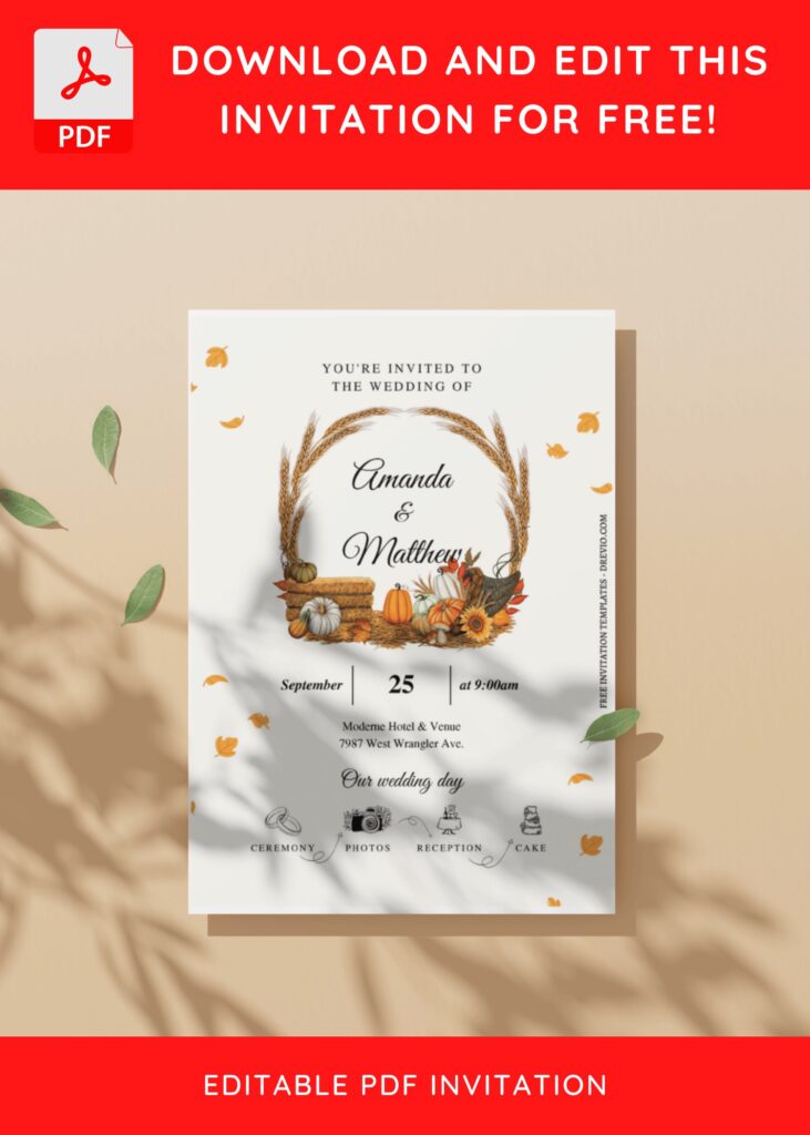 Invitation Template of (Free Editable PDF) Scarlet Autumn Wedding Invitation Templates 2