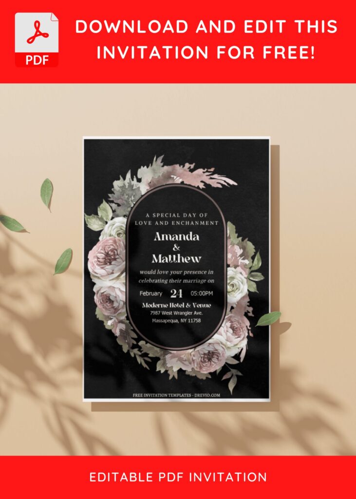 (Free Editable PDF) Exquisite Romantic Winter Wedding Invitation Templates D