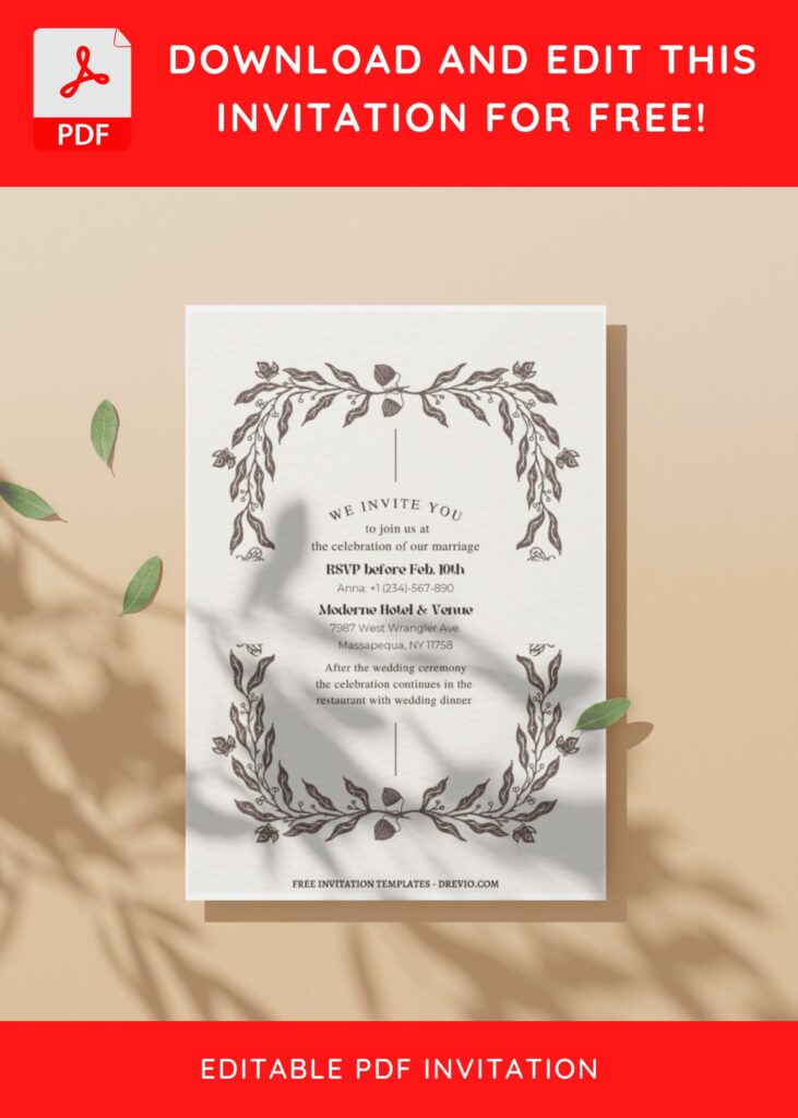(Free Editable PDF) Quirky Wedding Invitation Templates D