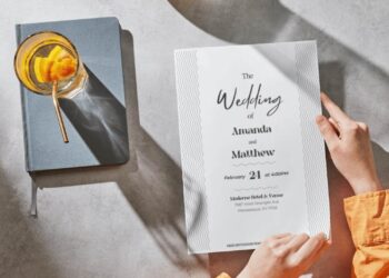 (Free Editable PDF) Alluring Minimal Geometric Wedding Invitation Templates